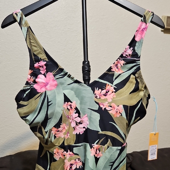 NWT Kona Sol Tropical Floral Women's Swim Top - Picture 2 of 10